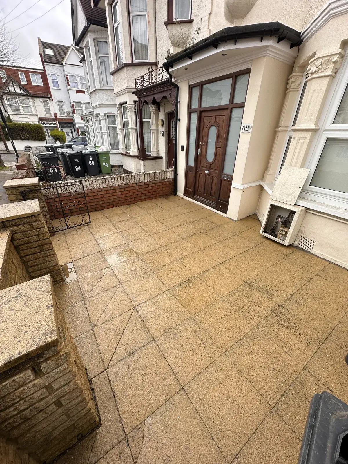 Tiled front path and porch cleaned on a Victorian terrace